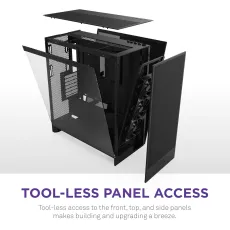NZXT H7 Flow 2024 - هيكل تدفق هواء ATX متوسط ​​الحجم - يتضمن 3 مراوح مثبتة مسبقًا مقاس 120 مم - يدعم مراوح سفلية لتبريد وحدة معالجة الرسومات المخصصة - إدارة الكابلات - أسود