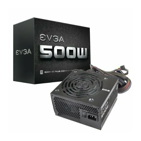 باور صبلاي EVGA أبيض 500 واط ، ضمان لمدة 3 سنوات ، مصدر طاقة ، أسود (80 بلص)
