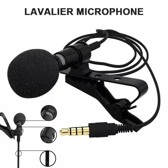 مايكروفون من نوع Lavalier لفالير 3.5 متر مايك يعمل علي اجهزة الاندرويد والايفون
