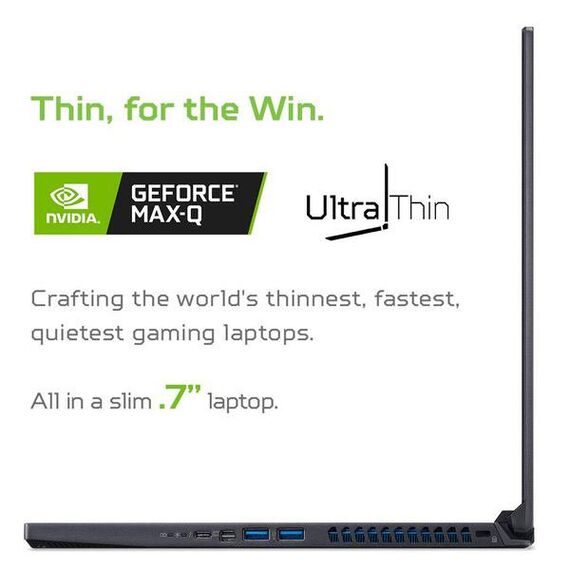 Acer Predator Triton 500 Thin ' Light Gaming Laptop, Intel Core i7-8750H, GeForce RTX 2080 Max-Q, 15.6" Full HD 144Hz 3ms G-Sync IPS Display, 32GB DDR4, 1TB PCIe NVMe SSD RAID 0, RGB KB, PT515--765U, 9 image Acer Predator Triton 500 Thin ' Light Gaming Laptop, Intel Core i7-8750H, GeForce RTX 2080 Max-Q, 15.6" Full HD 144Hz 3ms G-Sync IPS Display, 32GB DDR4, 1TB PCIe NVMe SSD RAID 0, RGB KB, PT515--765U, 9 image