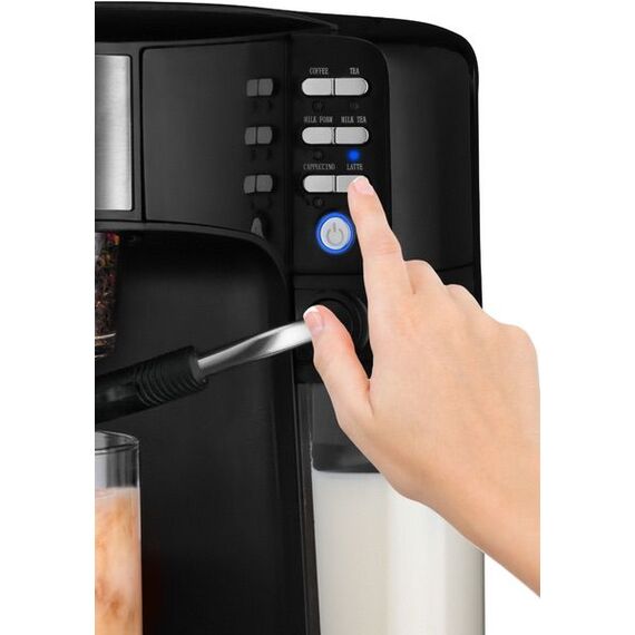 Gourmia - single Serve K-Cup Pod coffee Maker with Built-In Frother - Black/Stainless Steel, 5 image